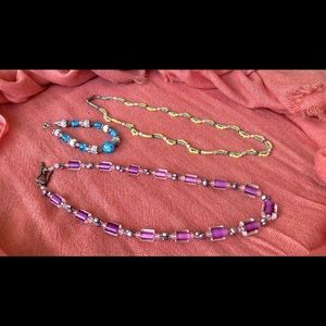 Lot of 3 Handmade Beaded Jewelry Pieces - 2 Necklaces & Bracelet